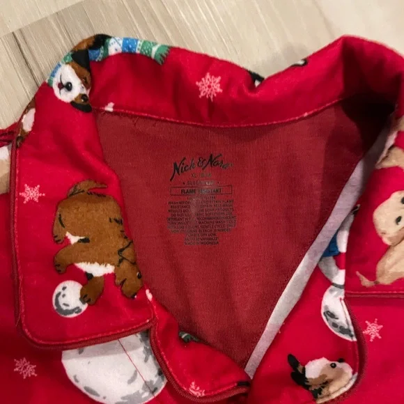 Nick & Nora Puppy Snowflake Flannel Pajamas Youth Size XL 16-18 Women's S-M